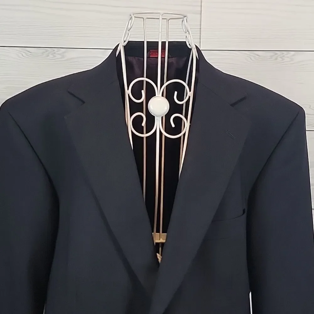 Saville Row Classic Navy Blazer 100% Wool Mens Size 41 R
